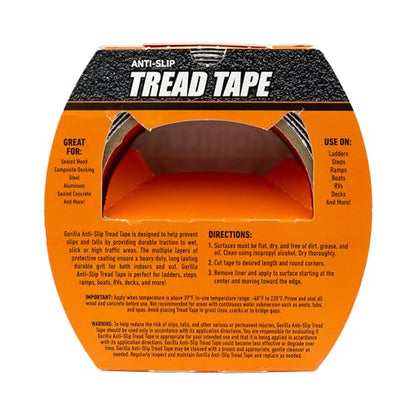 GORILLA Anti-Slip Tread Tape, 2" x 10' Roll, Black - size: 1 - Pack