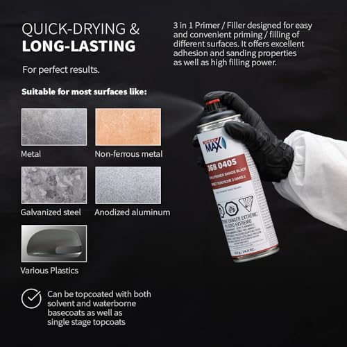 SprayMax 1K 3 in 1 Primer Black | Automotive Spray Paint | All-in-One - color: Black