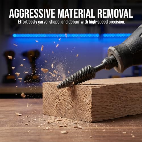 OIIKI 5 PCS Woodworking Twist Drill Bits, Wood Carving File Rasp Drill Bit - color: Black, 5 PCS