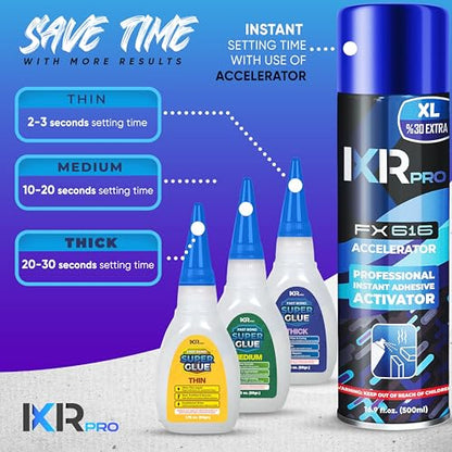 CA Glue with Activator 12x Thin Medium Thick Glue Kit 4X 16.9oz Accelerator - size: 4 Pack