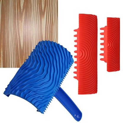 3PCS Wood Grain Tool Set, Soft Rubber, for DIY Faux Wood Painting