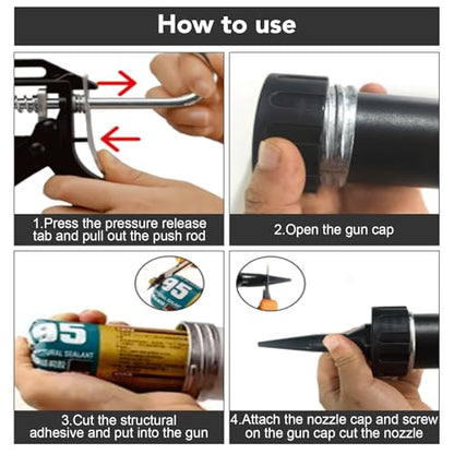 Sausage Caulk Gun Kit, 20 Oz & 10 Oz Convertible, 5 Tips