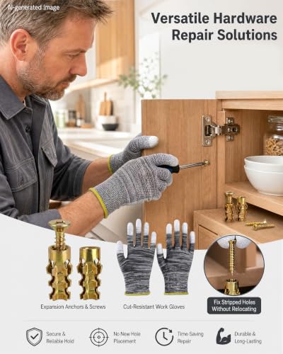 6×14mm Short Expansion Screw Set, 100Pcs Door Hinge Thread Repair Screws