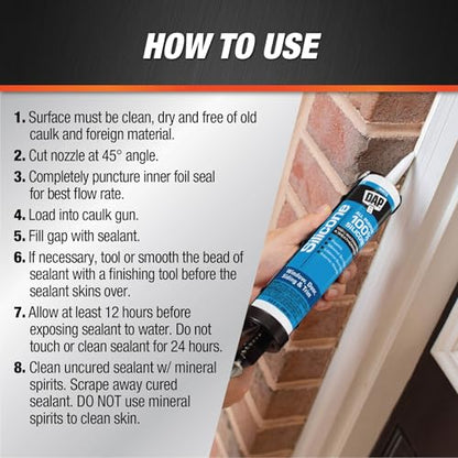 DAP 100% Silicone Rubber Window, Door, and Siding Sealant, Bronze 9.8 Oz (7079808647) - color: Bronze, size: 10.1 oz