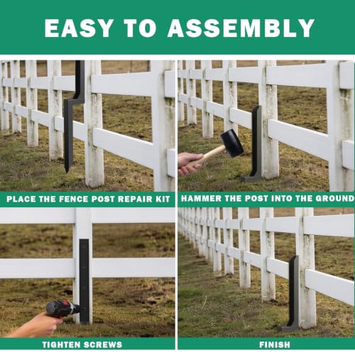 Fence Post Repair Kit, Includes Heavy Duty Fence Posts Repair Stakes, Steel Ground Spikes for Repairing Broken or Tilted Wooden Posts in Yards Farms 8pcs - size: 8pcs