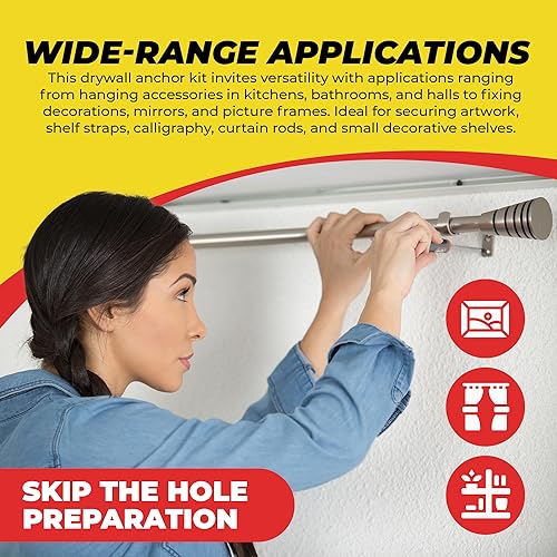 Qualihome Zinc Self Drilling Drywall Anchor Hollow Wall Anchor Kit With Screws - Metal Self Drilling Drywall Anchors With Wide Screw Fins - #8 Zinc Drywall Anchors Heavy Duty (10 Pack) - size: 10 Pack