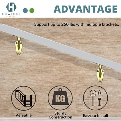 Handrail Bracket Heavy Duty Champagne Brass V Style, 3 Pack | HOWTOOL - color: Champagne Brass