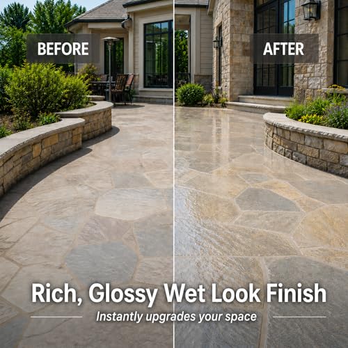 Wet Look Stone & Concrete Sealer, High Gloss for Pavers & Patios, 1 Quart - style: 1-Quart