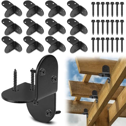 Zonon 12 Pcs 2" Rafter Clips Brackets with 72 Screws Black Roof Connectors