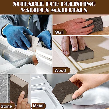 8pcs Angled Sanding Blocks Assortment Kit, Sponge Sand Block Washable and Reusable, Wet & Dry Sandpaper Block for Wood Metal Drywall and Furniture Paint - 60/80/100/120 Grit - size: 60/80/100/120 Girts