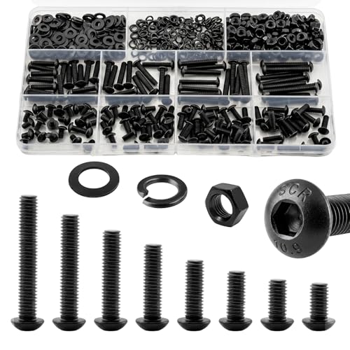 580Pcs UIETUIL M4 Hex Socket Button Head Screws Kit, M4x6-30mm, 10.9 - size: M4 Button 10.9 - 580PCS