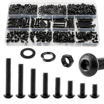 580Pcs UIETUIL M4 Hex Socket Button Head Screws Kit, M4x6-30mm, 10.9 - size: M4 Button 10.9 - 580PCS
