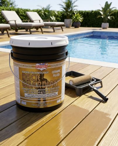DECK GUARDIAN Elastomeric Deck Paint and Coating – Cocoa Brown - 5 Gallon - color: Cocoa Brown, size: 640 Fl Oz (Pack of 1)
