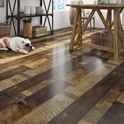 Livelynine 15.8x197 Wood Contact Paper for Floors Waterproof Renter Friendly Floor Peel and Stick Wood Planks for Walls Bathroom Vinyl Plank Flooring Roll Self Adhesive Vinyl Wrap for Countertops - size: 15.8x197 Inch