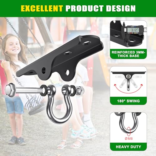 BeneLabel 2Pcs Heavy Duty Swing Hanger Ceiling Swing Mount 1000LBs Capacity - color: 180° D-ring Swing Hanger ( 2 Pack ) - Black Base