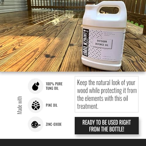Real Milk Paint, Wood Finish for Outdoor Furniture 32 oz Outdoor Defense Oil, Sealer, Protector with Tung Oil for Finishing Fence, Deck, Cedar Garden Bed - size: 32 oz