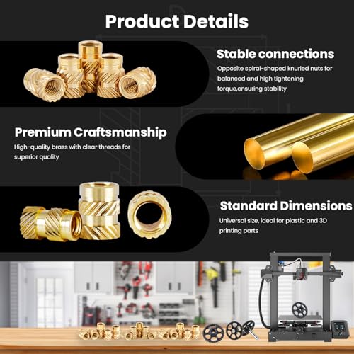 M6 Heat-Set Threaded Inserts, M6x6x8mm(30Pieces) Heat Set Insert for 3D Printing Components and Plastic Parts,Brass Metric Knurled Nuts - size: M6x6x8mm