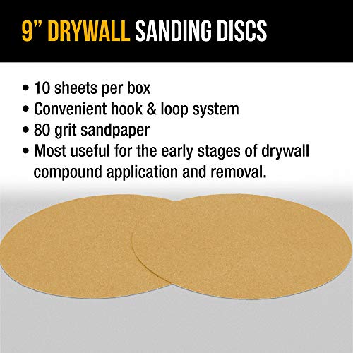 Dura-Gold Premium 9" Drywall Sanding Discs, 80 Grit, Box of 10, Hook & Loop - size: 80-Grit