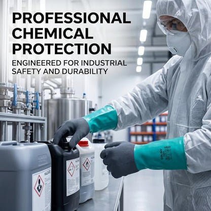 Nitrile Chemical Resistant Work Gloves, L - size: Large
