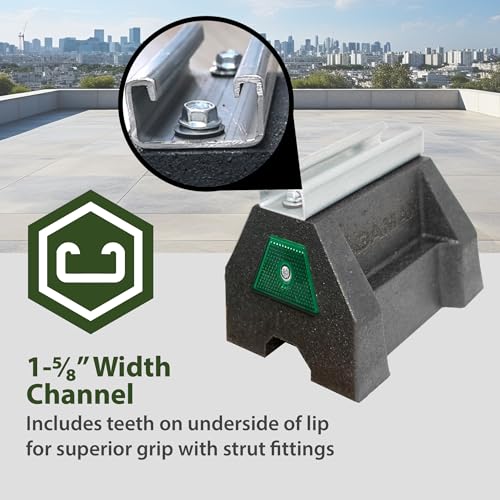 Newhouse Electric RTS14-5 Rooftop Support Block with Galvanized Steel Strut | Sleeper Curb Replacement, Black - size: 5 inches