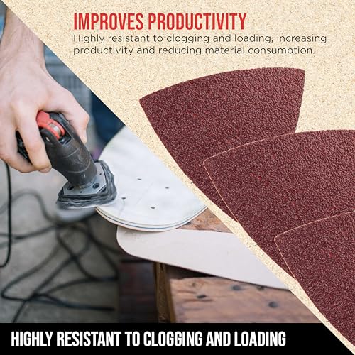 ProductionShop Premium 60 Grit Triangle Mouse Detail Sander Sandpaper Sheets, Box of 30 - Hook & Loop, Triangular Shaped Mouse Disc Pads - Oscillating Multi-Tools - Woodworking, Sand Furniture Paint - style: 60 Grit