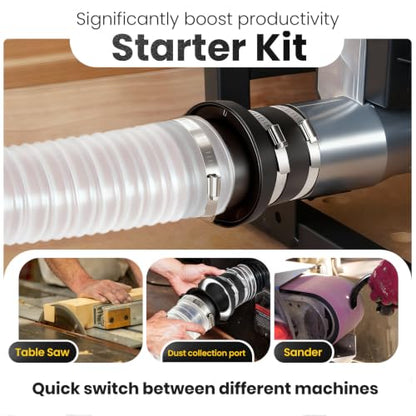 4" to 2-1/2" Magnetic Dust Collection Fittings,8 high-strength magnets,One-to-Many Magnetic Starter Kit,1s connect and disconnect—enabling efficient hose transfer between different machines - style: 2.5" Mag Connector+2.5" Receiver+2.5" Cuff(5PK)