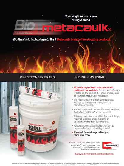 RectorSeal Metacaulk 1200 66015 Firestop Caulk Sealant, Easy Application, Firestop, 30 oz.
