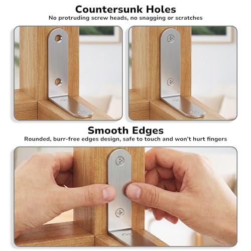 40 Pcs 2 Inch L Bracket Stainless Steel Corner Braces, 90 Degree Right Small Angle Shelf Bracket with Screws for Wood Furniture, Chairs, 50mm x 50mm, Silver