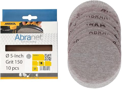 Mirka Abranet 5 Inch 150 Grit Mesh Sanding Discs, Hook and Loop, 10 Pack - size: Grit 150