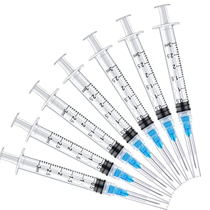 20 Pack 3ml Industrial Syringes with 23Ga 1 Inch, Plastic Disposable Syringe for Scientific Labs, Liquids Refilling and Measuring