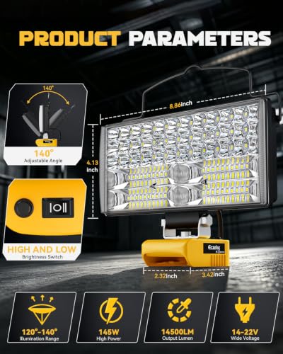 LED Work Light Compatible with DeWALT 20V Battery, 148W 14800LM,Tool Only - color: 148W