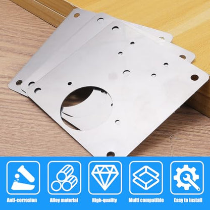 2Sets Stainless Steel Hinge Repair Plates with Screws Cabinet Door Hardware