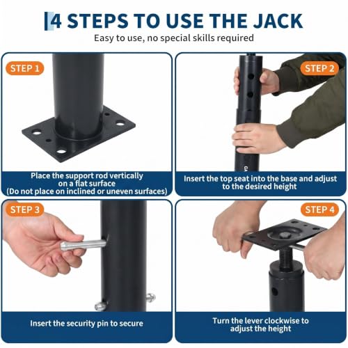 OUTLANE House Floor Jacks, 2 Pack 19"-36" Adjustable Jack Post 18000 LBS - color: Black, size: 19"-36"
