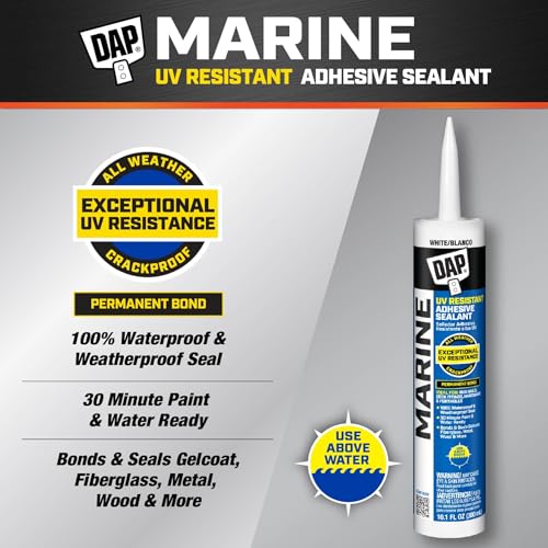 DAP Marine UV Resistant Adhesive Sealant, White, 10.1 oz (7079800770)