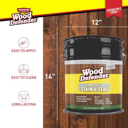 Wood Defender 200 Series Stain and Seal, Sable Brown, 5-Gallon - color: Sable Brown, size: 5 Gallon