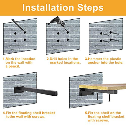 16 Inch Floating Shelf Bracket, 4 Pcs, Black - size: 16 Inch