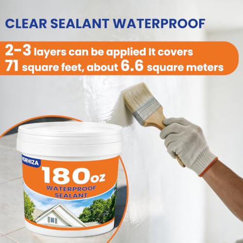 180 Oz Transparent Waterproof Sealant,Clear Water-Based Leak Repair Coating - size: 180 Fl Oz
