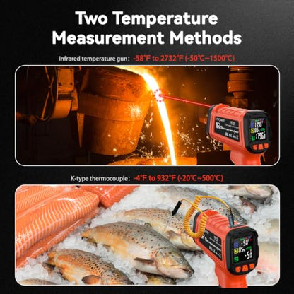 Infrared Thermometer Temperature Gun 2732°F 50:1 Pyrometer - color: -58°F to 2732°F/-4°F to 932°F
