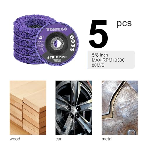 Vantego 5 Pack 4" x 5/8" Paint Stripping Disc for Angle Grinder Rust Removing Wheel Metal Grinding Quick Sanding Replacement - style: 4 in - 5 pk
