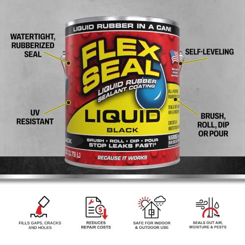 Flex Seal Liquid Rubber Sealant Coating, Waterproof, Black, 128 oz - color: Black, size: 128 oz
