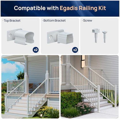 Egadis 4 Pack Modular Aluminum Adjustable Railing Bracket, White - color: White Universal Adjustable Bracket - 4x Pack