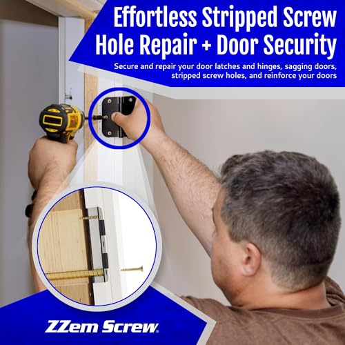 Brass 12-Pack #9 x 3 Permanent Stripped Door Hinge Screw Hole Repair Kit