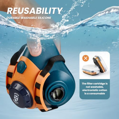 Reusable Half Face Respirator Mask with A1P2 Filters for Painting