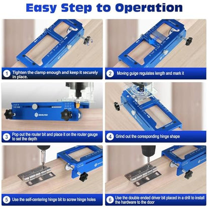 Door Hinge Jig, Door Hinge Template Kit for Router, Blue One - style: Blue One