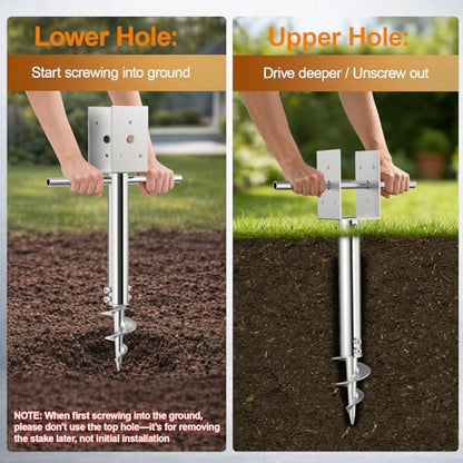 No Dig Ground Screw Anchor for 4x4 Post, Heavy Duty 304 Stainless Steel Fence Post Anchor with Removable Auger, Post Holder for Mailbox, Signs, Fence, Deck Support (4PCS) - size: 4PCS