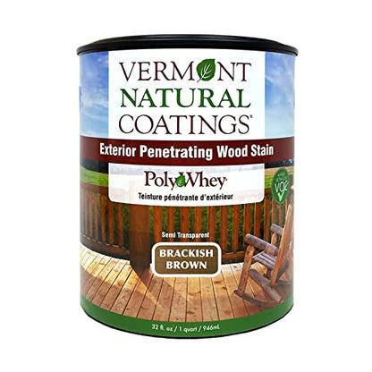 Vermont Natural Coatings PolyWhey Exterior Penetrating Stain - Brackish Brown - Quart - color: Brackish Brown, size: Quart