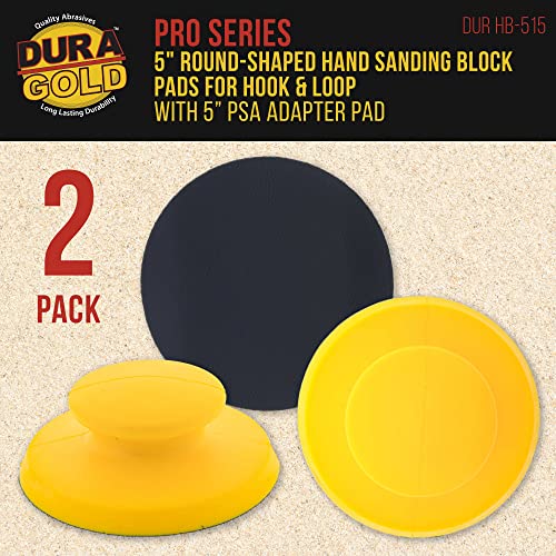 Dura-Gold Pro Series 5" Round-Shaped Hand Sanding Block Pad for Hook & Loop