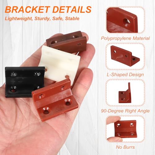 Generic 20pcs Plastic l Brackets 1.5"x0.9" (38.1x22.3mm) Large Square l Shape Bracket 90 Degree Right Angle Corner Brace with Screws for Shelves Wood Cabinet Chair Drawer Fence, Yellow