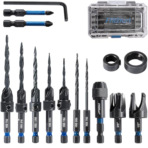 Countersink Drill Bit Set for Wood, 15 PCS, Tapered Drill Bits