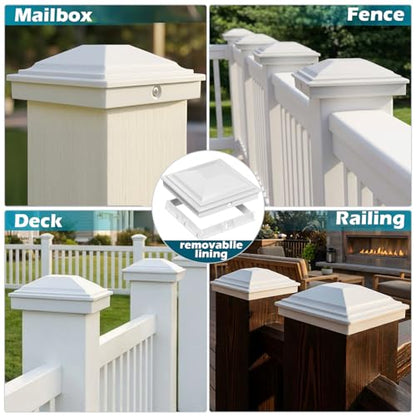 SIEDiNLAR 4x4 Post Caps White 6 Pack, Fence Post Covers Outdoor Waterproof - color: White, size: 4x4in, 6 Pack